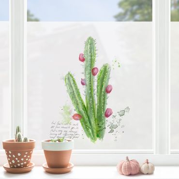 Fensterfolie - Sichtschutz - Kaktus mit Bibelvers II - Fensterbilder