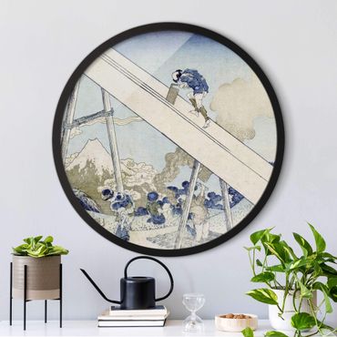 Rundes Gerahmtes Bild - Katsushika Hokusai - In den Totomi Bergen