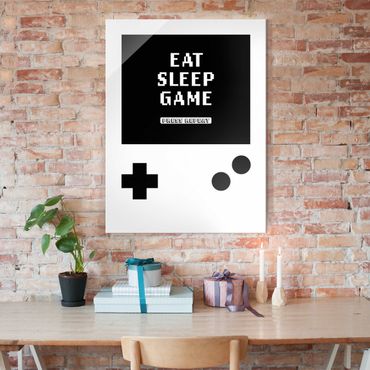 Glasbild - Klassik Konsole Eat Sleep Game Press Repeat - Hochformat