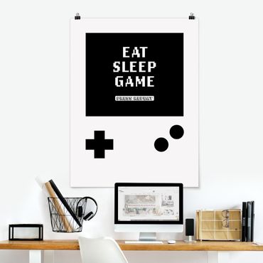 Poster - Klassik Konsole Eat Sleep Game Press Repeat - Hochformat 3:4