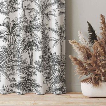 Vorhang - Kupferstichanmutung - Tropische Palmen