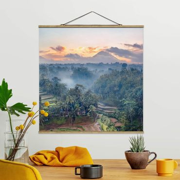 Stoffbild mit Posterleisten - Landschaft in Bali - Quadrat