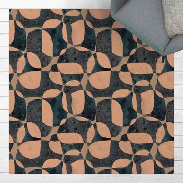 Kork-Teppich - Lebende Steine Muster in Blau - Quadrat 1:1