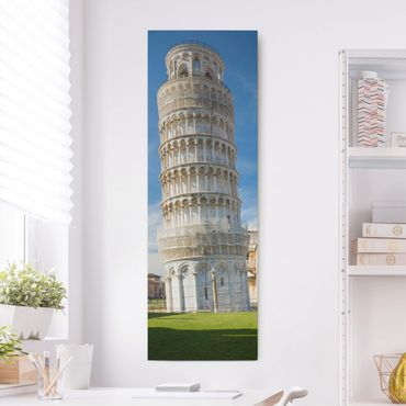 Leinwandbild - Der schiefe Turm von Pisa - Panorama Hoch
