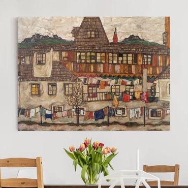 Leinwandbild - Egon Schiele - Häuser mit trocknender Wäsche - Quer 4:3