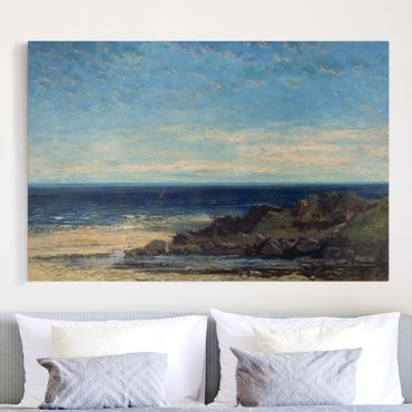 Leinwandbild - Gustave Courbet - Blaues Meer - blauer Himmel - Quer 3:2