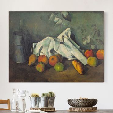Leinwandbild - Paul Cézanne - Milchkanne und Äpfel - Quer 4:3
