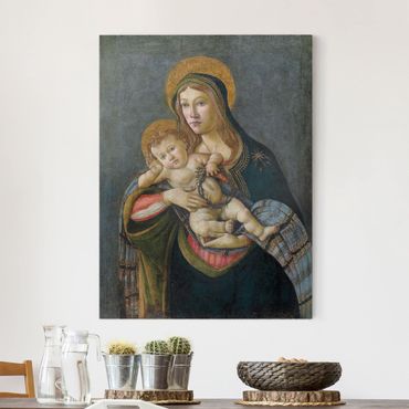 Leinwandbild - Sandro Botticelli - Madonna und Kind mit der Dornenkrone und drei Nägeln - Hoch 3:4