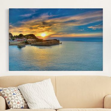 Leinwandbild - Sonnenuntergang über Korfu - Quer 3:2