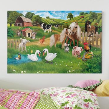 Leinwandbild Kinderzimmer - Tiere auf dem Bauernhof - Querformat 3:2