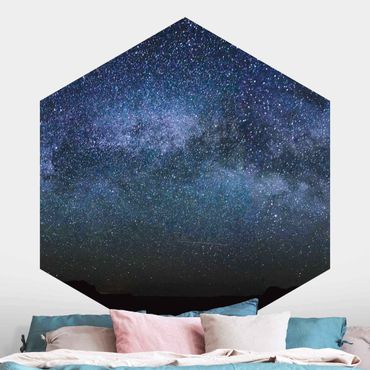 Hexagon Fototapete selbstklebend - Leuchten des Sternenhimmels