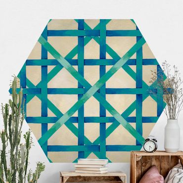 Hexagon Mustertapete selbstklebend - Lichtspielband Blau