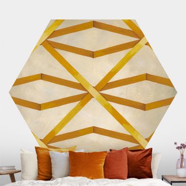 Hexagon Mustertapete selbstklebend - Lichtspielband Gelb