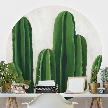 Runde Tapete selbstklebend - Lieblingspflanzen - Kaktus