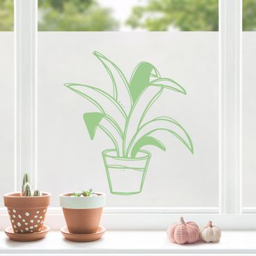 Sichtschutzfolie Line Art - Große Topfpflanze