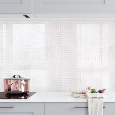 Küchenrückwand - Linienmuster Stempel in Weiß II