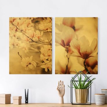 Leinwandbild 2-teilig - Magnolienblüten Set