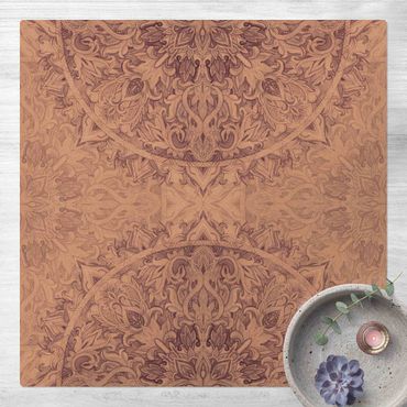 Kork-Teppich - Mandala Aquarell Ornament violett - Quadrat 1:1
