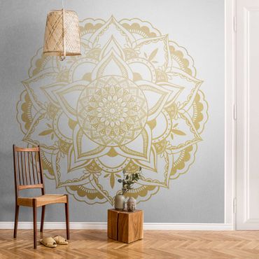 Metallic Tapete  - Mandala Blume gold weiß