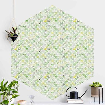 Hexagon Fototapete selbstklebend - Marmor Muster Frühlingsgrün