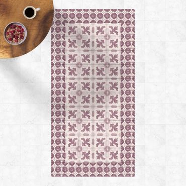 Kork-Teppich - Marokkanische Fliesen mit Ornamenten mit Fliesenrahmen - Hochformat 1:2