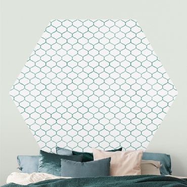 Hexagon Mustertapete selbstklebend - Marokkanisches Aquarell Linienmuster