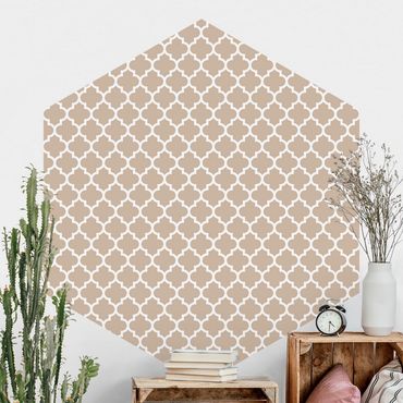Hexagon Mustertapete selbstklebend - Marokkanisches Muster mit Ornamenten vor Beige