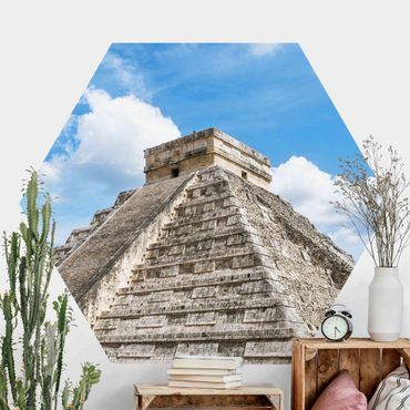 Hexagon Fototapete selbstklebend - Maya Tempel