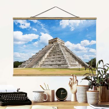 Stoffbild mit Posterleisten - Maya Tempel - Querformat