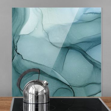 Spritzschutz Glas - Melierte Blautanne - Quadrat 1:1