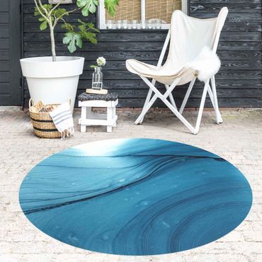 Runder Vinyl-Teppich - Meliertes Blau
