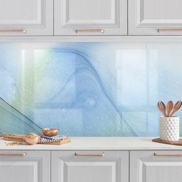 Küchenrückwand - Meliertes Moosgrün mit Blau