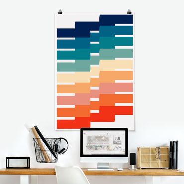 Poster - Moderne Regenbogen Geometrie - Hochformat 2:3