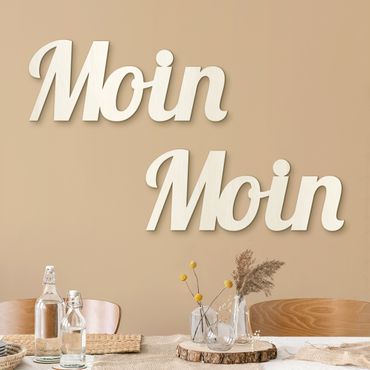 Wanddeko Holz 3D-Schriftzug Moin Moin bold