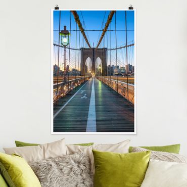 Poster - Morgenblick von der Brooklyn Bridge - Hochformat 2:3