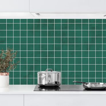 Küchenrückwand - Mosaik Beton Fliesen - Grün