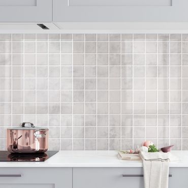 Küchenrückwand - Mosaik Beton Fliesen - Hellgrau