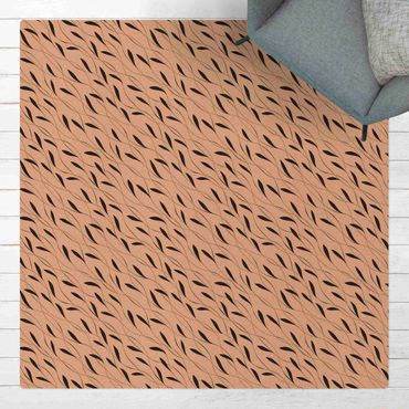 Kork-Teppich - Natürliches Muster Windhauch Schwarz - Quadrat 1:1