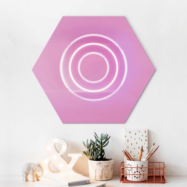 Hexagon-Alu-Dibond Bild - Neon Gamer Symbol Kreis