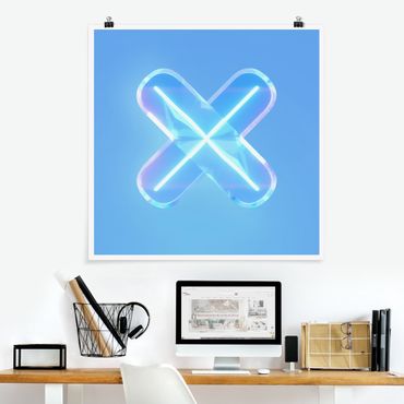 Poster - Neon Gamer Symbol X - Quadrat 1:1