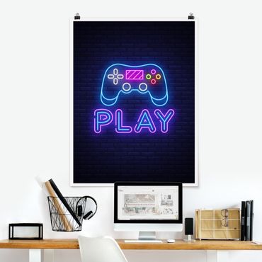 Poster - Neon Gaming Controller - Hochformat 3:4
