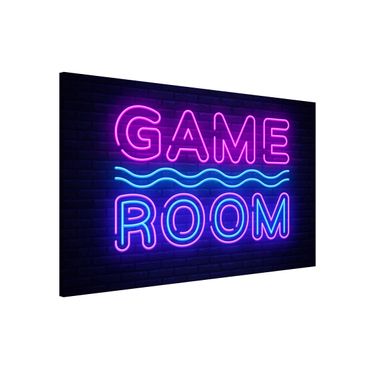 Magnettafel - Neon Schrift Game Room - Querformat 3:2