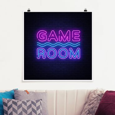 Poster - Neon Schrift Game Room - Quadrat 1:1