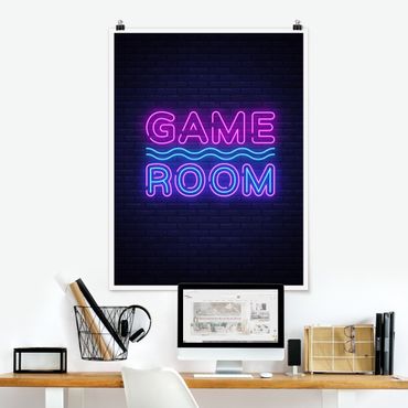 Poster - Neon Schrift Game Room - Hochformat 3:4