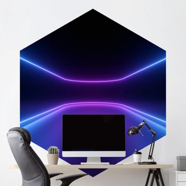 Hexagon Mustertapete selbstklebend - Neonlichter