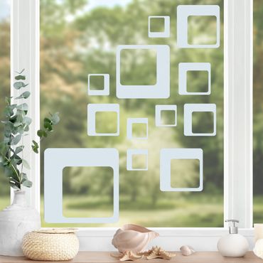 Fensterfolie - Fenstertattoo No.1168 Quadrate I 12er Set - Milchglasfolie