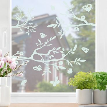 Fensterfolie - Fenstertattoo - No.RS85 Drei Äste - Fensterbilder Frühling