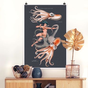 Poster - Nymphe mit Oktopussen - Hochformat 2:3