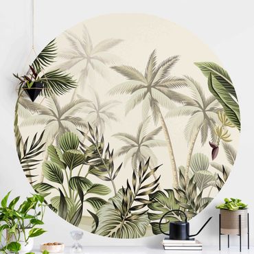 Runde Tapete selbstklebend - Palmen im Dschungel