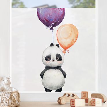 Fensterfolie - Sichtschutz - Panda Brian mit Luftballons - Fensterbilder